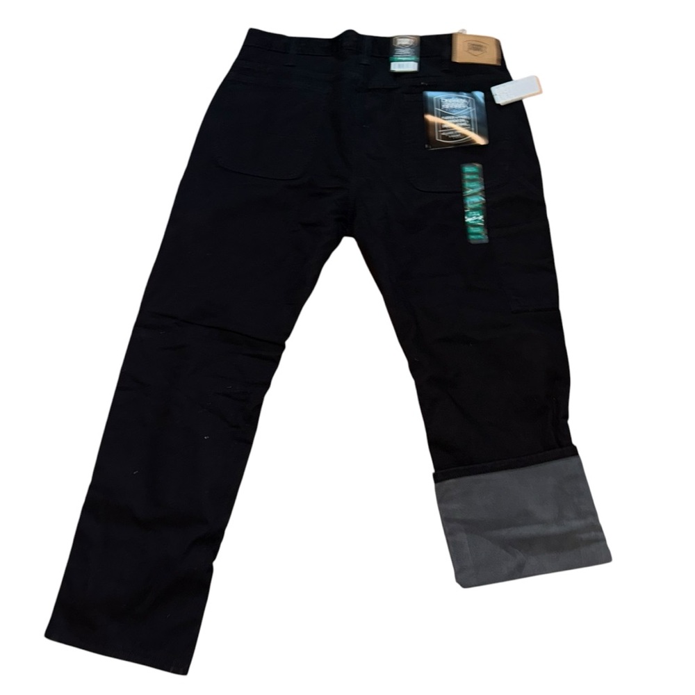 Mens Black Fleece Lined Carpenter Denim Jeans Relaxed Straight Leg 38wx32L NWT